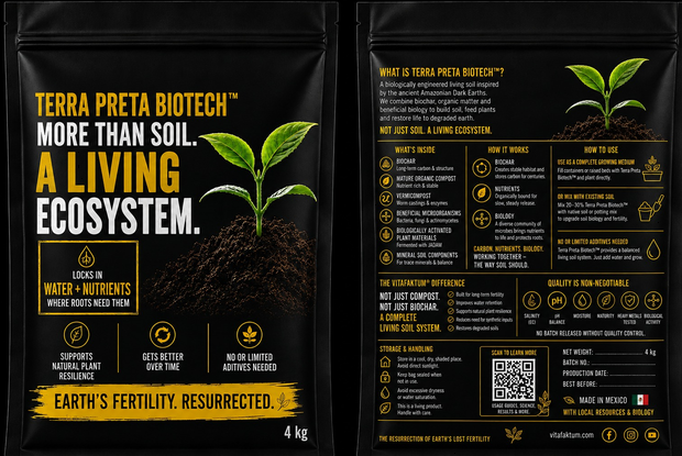 Front concept packaging for Terra Preta Biotech, four kilograms